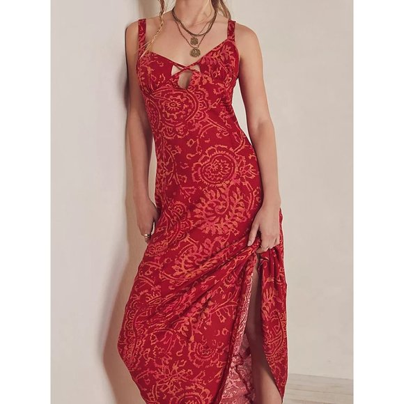 Free People Mystical Mindset Printed Maxi in scarlett combo Size M - Picture 2 of 15